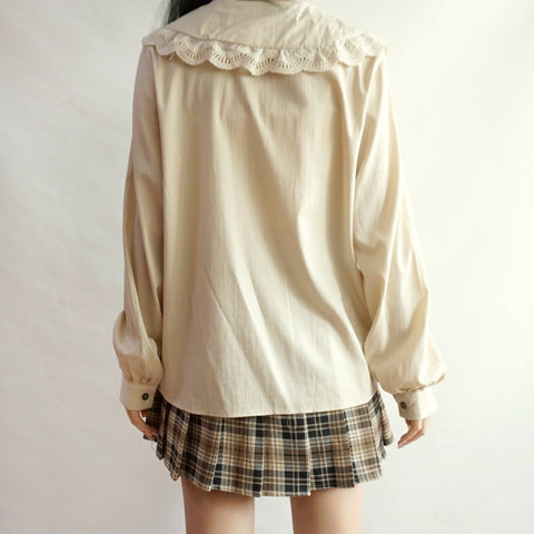 Frilly Lace Peter Pan Button Up Shirt
