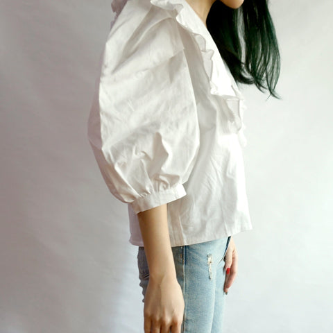 Oversized Peter Pan Collar Button Up Shirt