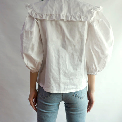 Oversized Peter Pan Collar Button Up Shirt