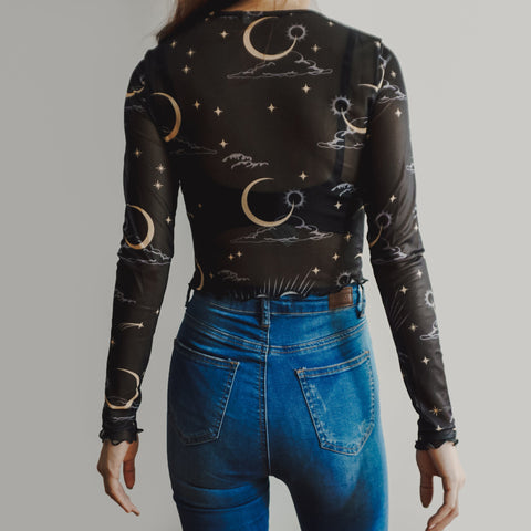 Sun & Moon Mesh Crop Top