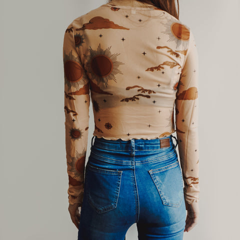 Sun & Moon Mesh Crop Top