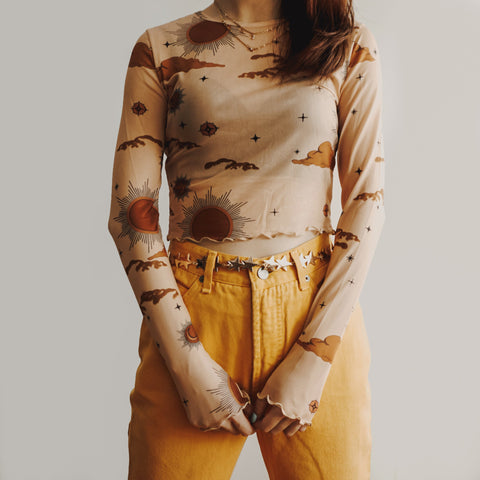 Sun & Moon Mesh Crop Top