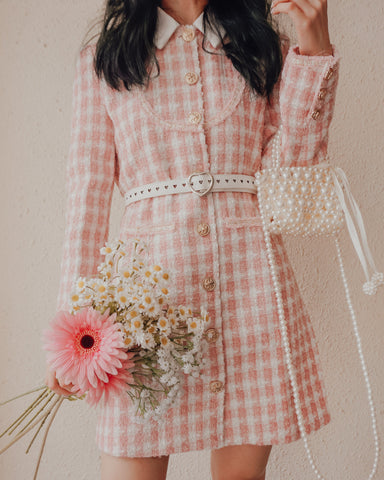 Preppy Tweed Button Up Dress
