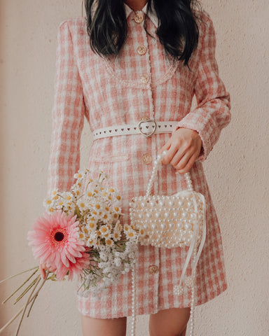 Preppy Tweed Button Up Dress