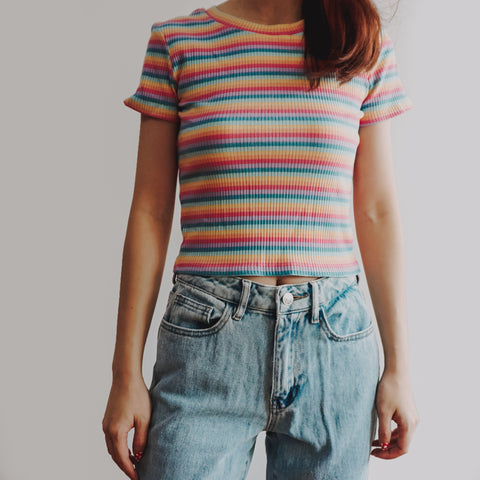 Rainbow Stripe Crop Top