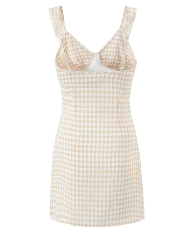 Split Sleeveless Checkered Mini Dress