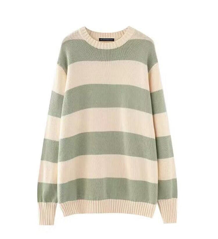 Striped Crew Neck Knit Sweater