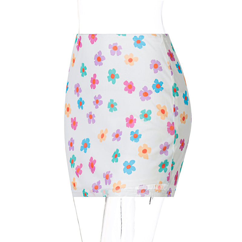 Voguable High Waist Floral Print Mini Skirt Streetwear Y2K Bottoms