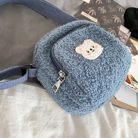 Bolso de hombro de peluche con forma de oso kawaii