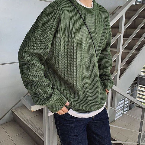 Voguable Y2K O-neck sweater for winter casual base jerseys oversize lightweight Korean hip hop sweater