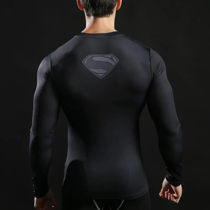 Camisetas de compresión de manga larga con estampado 3D de superhéroes