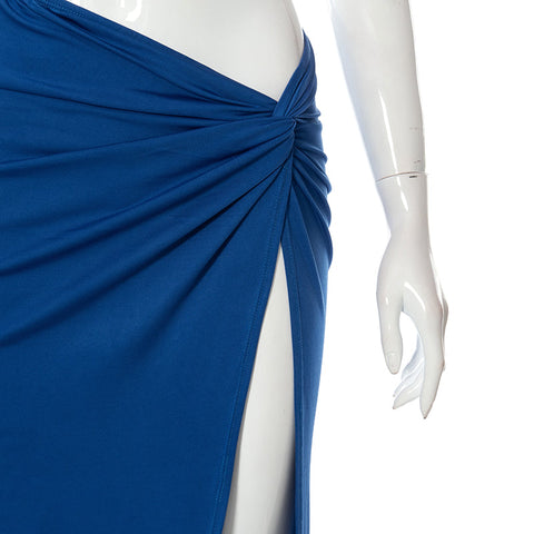 Voguable Solid Halter Bandage Camis Crop Top Slit Maxi Dress 2 Pieces Set  Bodycon Elegant Streetwear Party Club Y2K