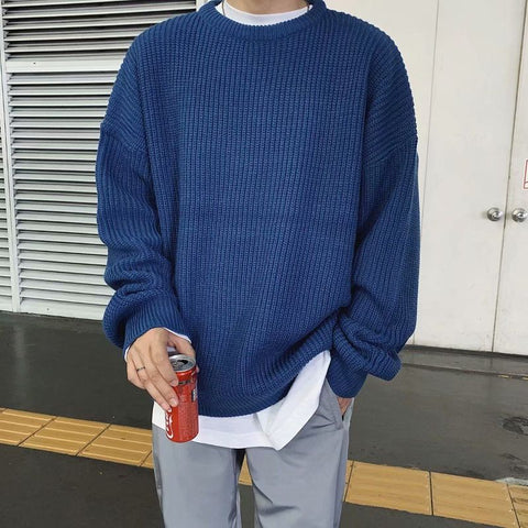 Voguable Y2K O-neck sweater for winter casual base jerseys oversize lightweight Korean hip hop sweater