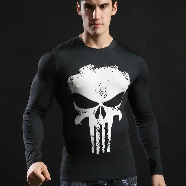 Camisetas de compresión de manga larga con estampado 3D de superhéroes