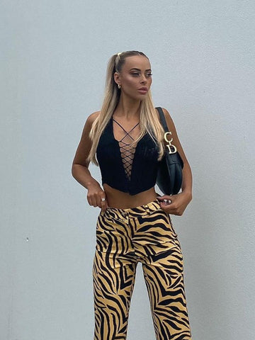 Knitted Sleeveless Lace Up Bandage Halter Tops Outfits Club Party Y2k  Tank Top Halter Backless Hollow Out Crop Top Summer2