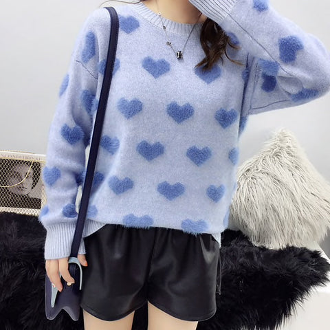 Fuzzy Hearts Sweater
