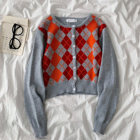 Argyle Plaid Cardigan