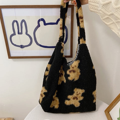 Plush Teddy Bear Reversible Tote Bag