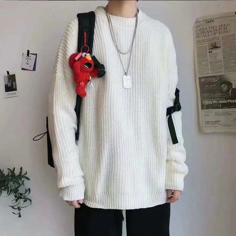 Voguable Y2K O-neck sweater for winter casual base jerseys oversize lightweight Korean hip hop sweater