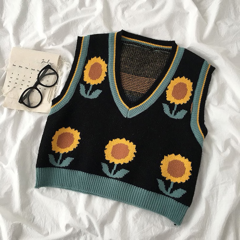 Sonnenblumen-Pulloverweste