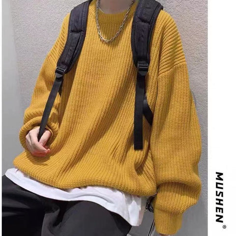 Voguable Y2K O-neck sweater for winter casual base jerseys oversize lightweight Korean hip hop sweater