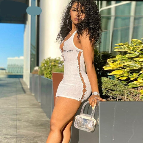 Voguable Sleeveless  Mini Dress Patchwork  With Corset Patchwork Zipper Bodycon Streetwear Casual Y2K