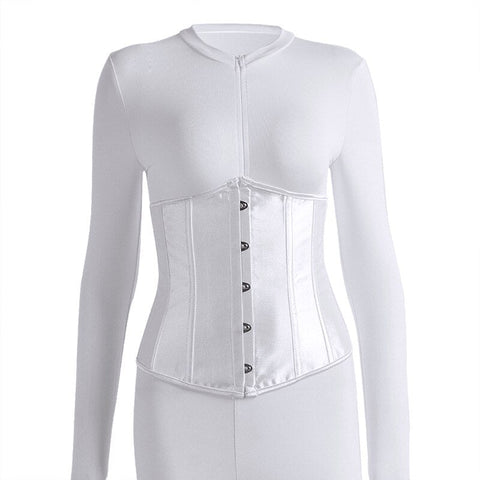 Voguable  Long Sleeve Jumpsuit Bandage Corset 2 Pieces Set Winter  Zipper Suit Romper Y2K Streetwear
