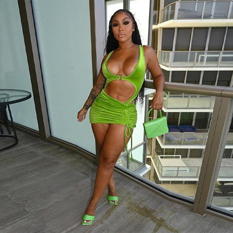 Voguable Sleeveless Backless Patchwork Bodysuit Dress 2 Set Streetwear Outfits Y2K Robe Kpytomoa