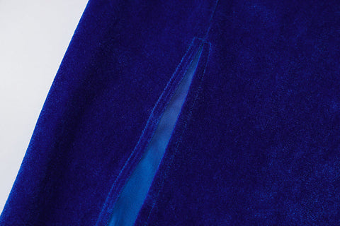 Voguable  Velvet Swing Collar Sleeveless Slip Slit Maxi Dress Evening Party Elegant Streetwear Y2K