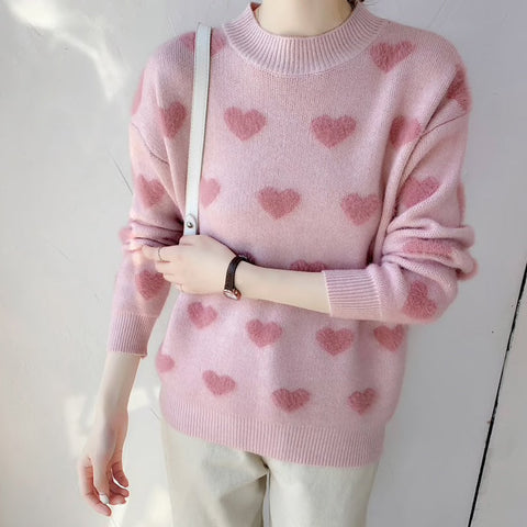 Fuzzy Hearts Sweater