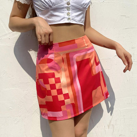 Harajuku Print Korean Y2K Cute Mini Skirts Clubwear Aesthetic 2000s Outfits Streetwear Skirts Cuteandpscho