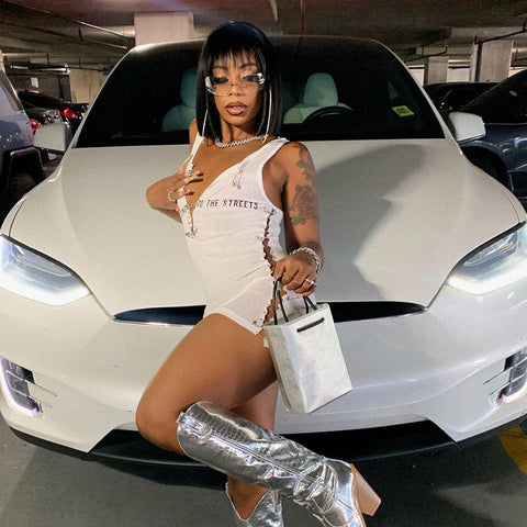 Voguable Sleeveless  Mini Dress Patchwork  With Corset Patchwork Zipper Bodycon Streetwear Casual Y2K