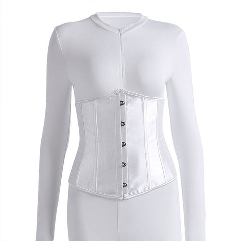 Voguable  Long Sleeve Jumpsuit Bandage Corset 2 Pieces Set Winter  Zipper Suit Romper Y2K Streetwear