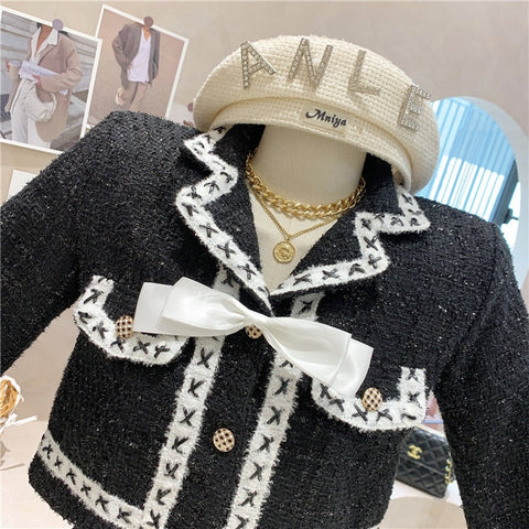 Conjunto de tweed sencillo y elegante