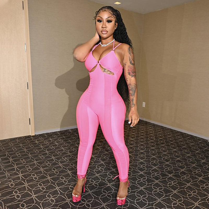 Voguable   Sleeveless Backless Patchwork See Through Jumpsuit Streetwear Outfits Y2K Robe Kpytomoa