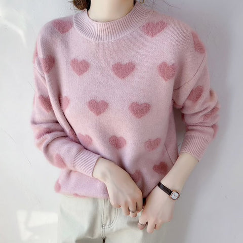 Fuzzy Hearts Sweater