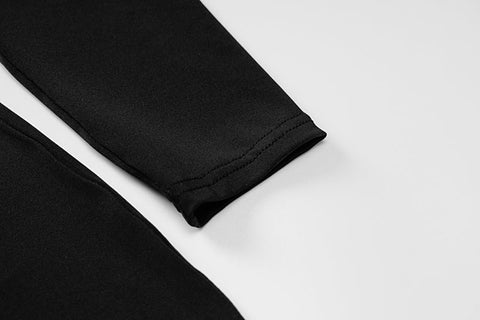 Voguable Long Sleeves V Neck Hollow Out Solid Mini Dress Outfit Y2K Streetwear