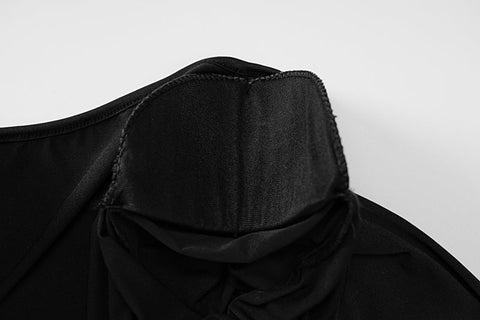 Voguable Long Sleeves V Neck Hollow Out Solid Mini Dress Outfit Y2K Streetwear