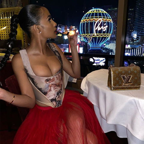 Y2K Aesthetic Print Crop Tops for Sleeveless Corset Vest Top Cropped Backless Club Top Tanks New