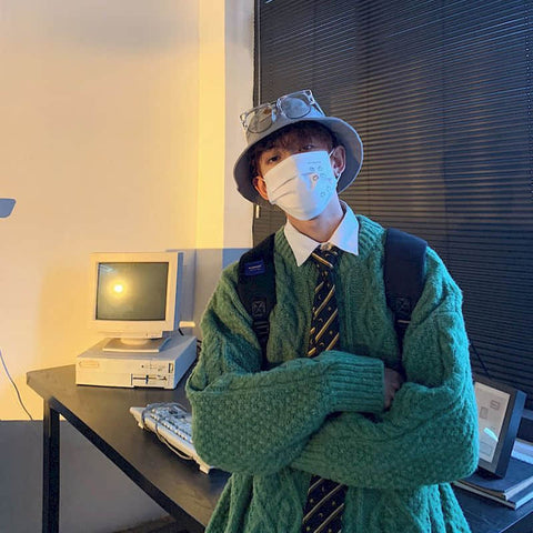 Voguable y2k Jerseys winter Korean solid color warm sweater simple Japanese O-neck pullover all-match lovers knit sweater top