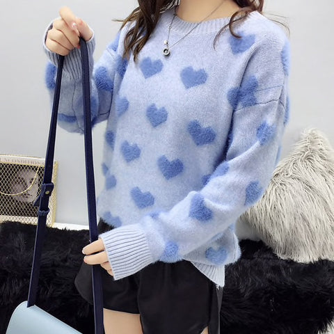 Fuzzy Hearts Sweater