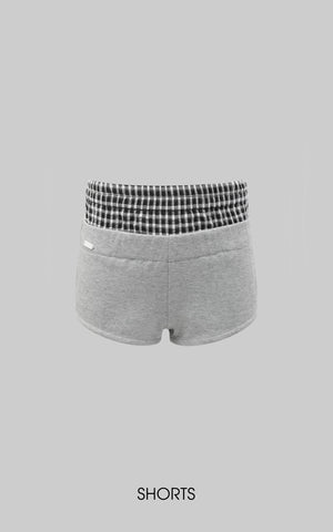 Grey Hoodie 3-Piece Set with Contrast Trim Shorts and Leg Warmers