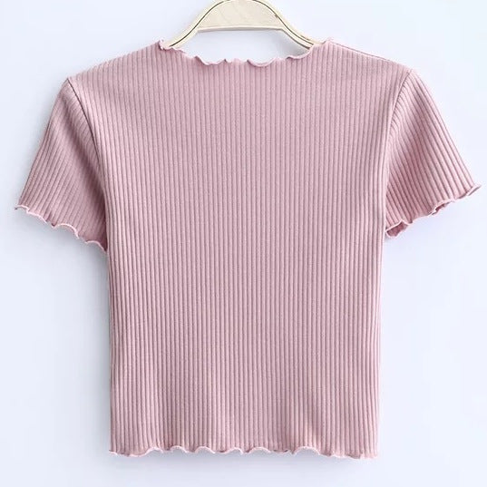 Ruffle Trim Crop Top