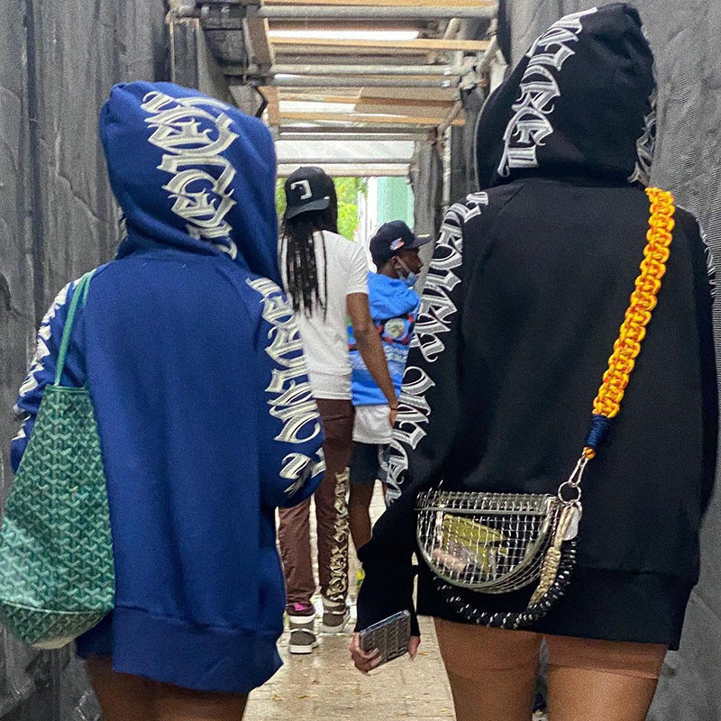 Voguable Star Letter Print Hoodie Zip Up Long Sleeve Oversized Jacket Coat Harajuku Gothic Hooded Sweatshirt Y2K Teen Clothes