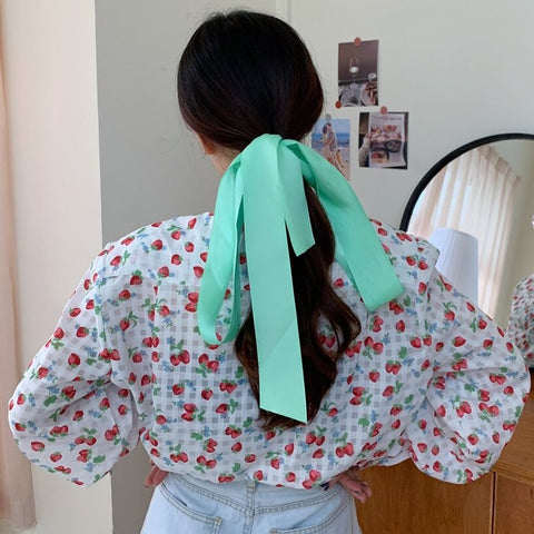Camisa abotonada de cuadros escoceses con fresas