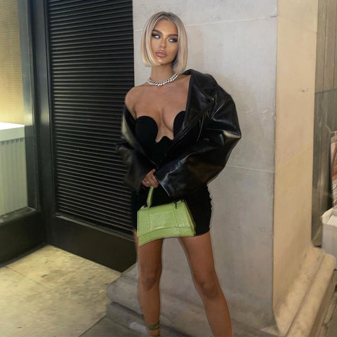 Voguable  Off Shoulder Solid Sleeveless Heart Draped Revealing Mini Dress  Bodycon Elegant Casual Party Club Y2K