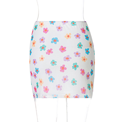 Voguable High Waist Floral Print Mini Skirt Streetwear Y2K Bottoms