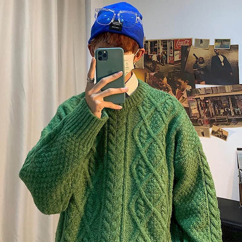 Voguable y2k Jerseys winter Korean solid color warm sweater simple Japanese O-neck pullover all-match lovers knit sweater top