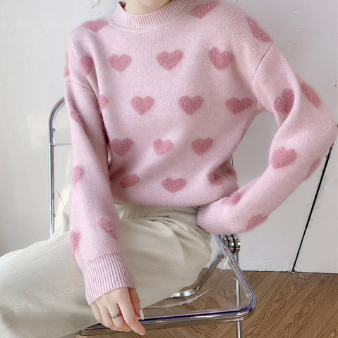 Fuzzy Hearts Sweater