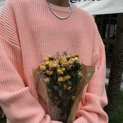 Voguable Y2K O-neck sweater for winter casual base jerseys oversize lightweight Korean hip hop sweater